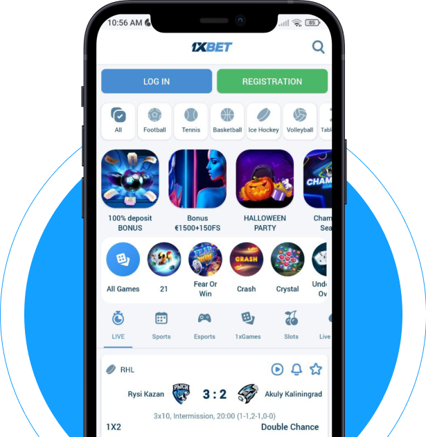 1xBet mobile application for sports betting and casino games